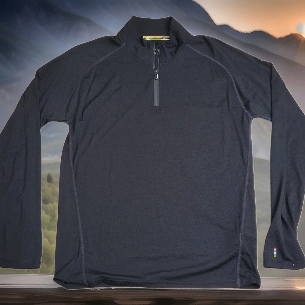 🐑Smartwool Mens M Black Merino 150 1/4 Quarter Zip Base Layer Pullover Gorpcore